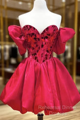 Off The Shoulder Short Red Semi Formal Prom Dresses, Short Red Formal Graduation Dresses